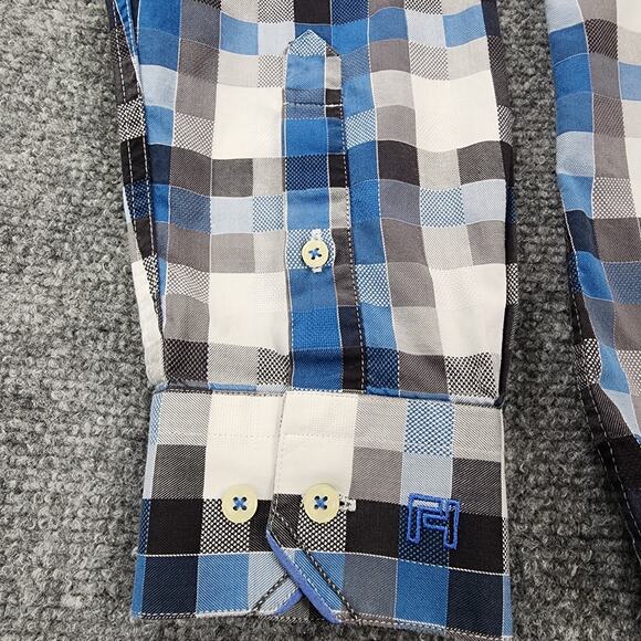 Ted Lapidus Shirt Mens Medium Geometric Check Long Sleeve Casual Button Down - Picture 9 of 16